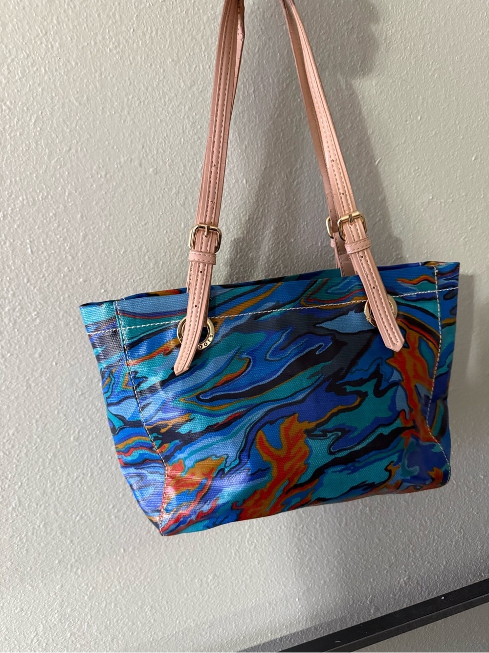 Sakroots Multicolor Abstract Print Tote Bag Pink Shoulder Purse - Picture 2 of 5